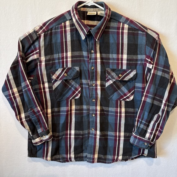 Vintage 90s Five Brother Flannel Shirt Mens 2XL Colorful Plaid Heavyweight - Picture 2 of 8
